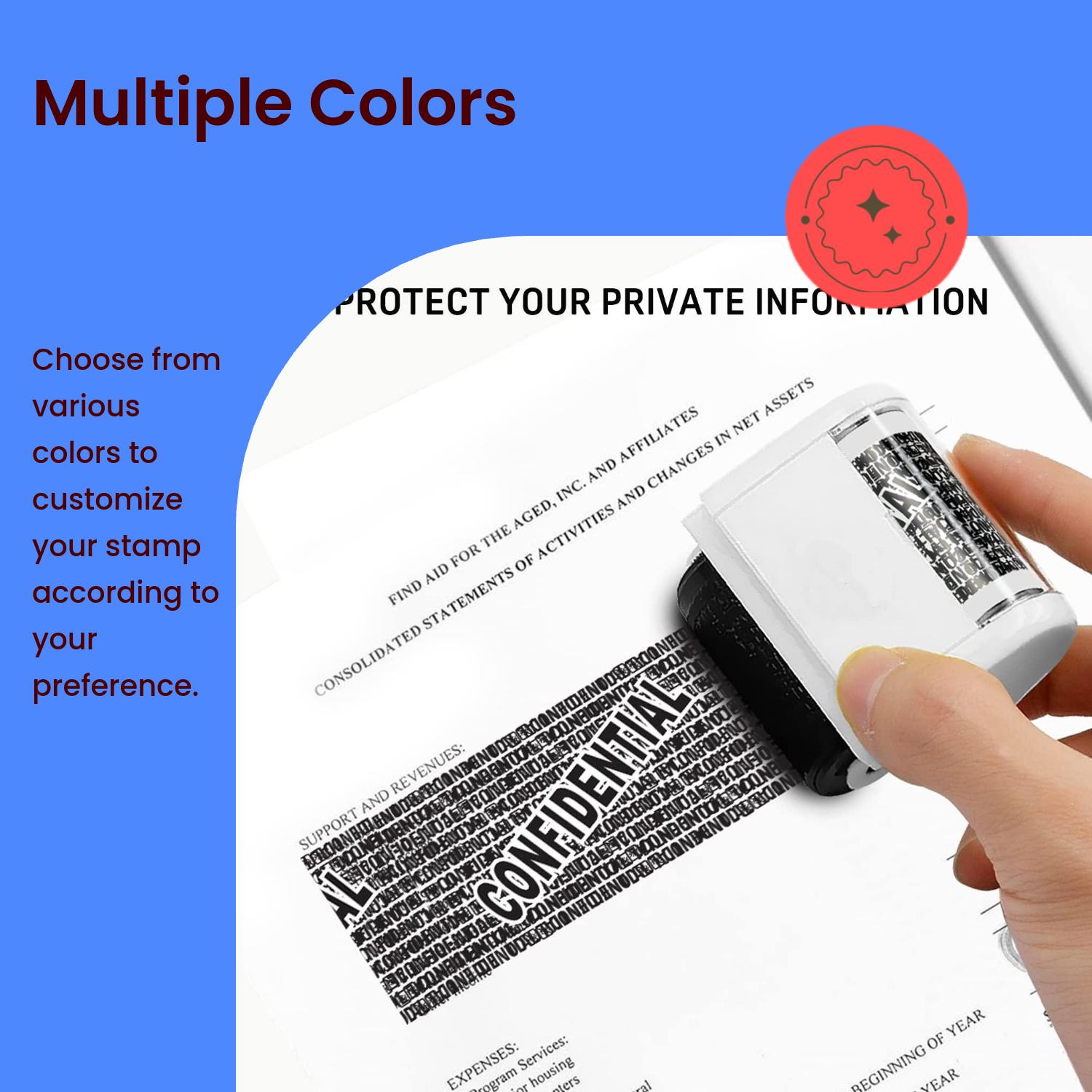 1pc Privacy Roller Stamp - Identity Theft Protection Security Seal - Express Package Address Eraser,  Multi-ColorsIdentity Theft Protection Roller Stamp Set - White (6 Refill Ink Incleded)
