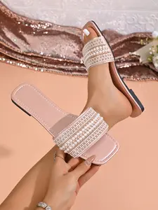 2026 Summer New Pearl Sandals for Women, Elegant Sandals, Soft Sole Anti-Slip Flat Sandals, High-End Heavy-Duty Pearl Sandals, Casual All-Season Footwear