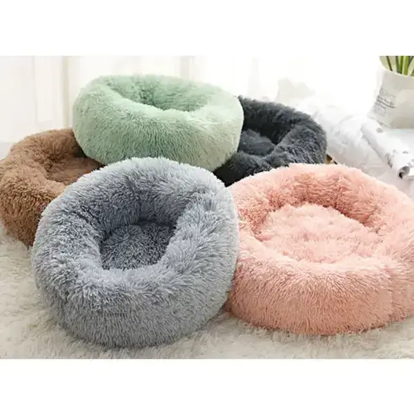 Round Plush Dog Bed for Small Dogs and Puppies