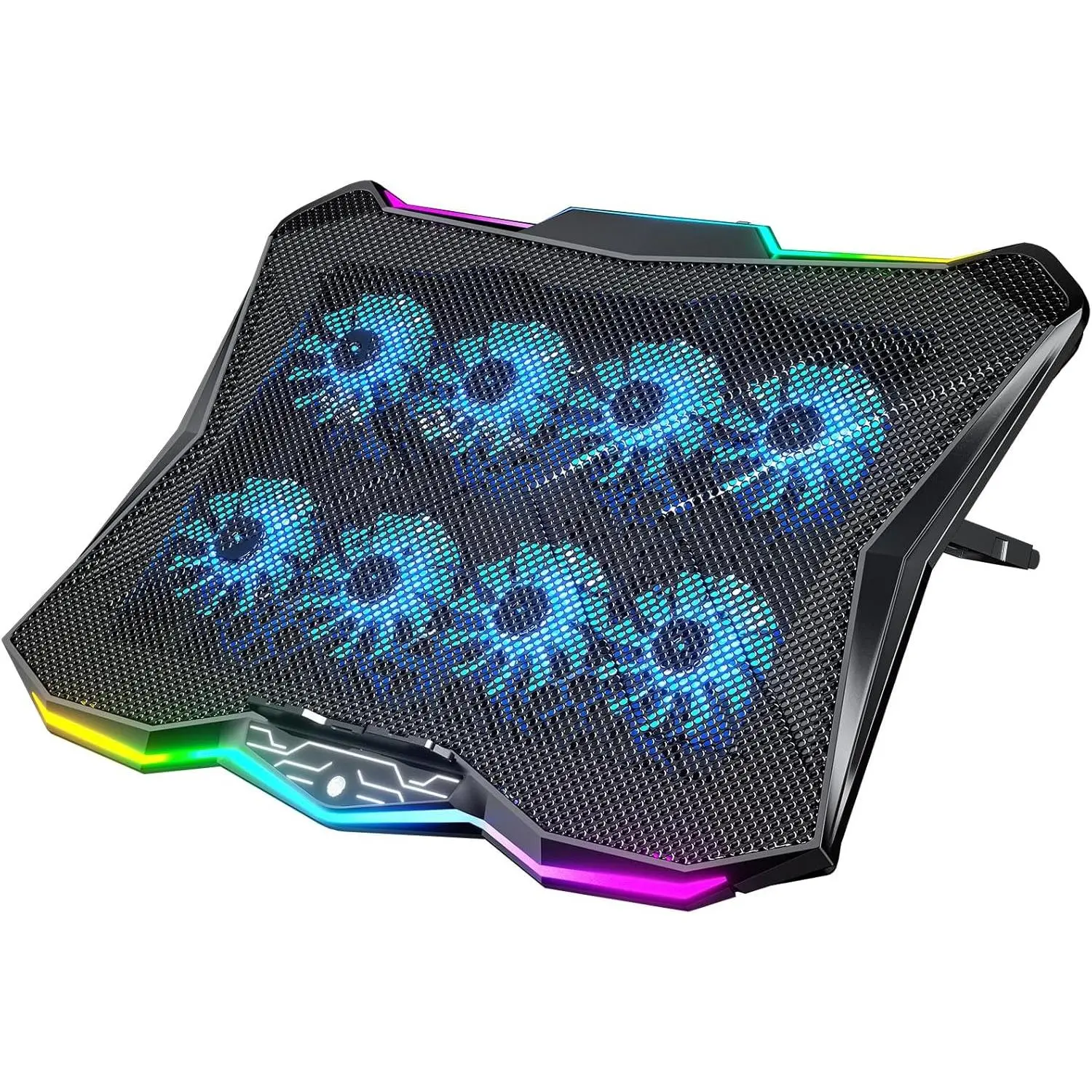 Gaming Laptop Cooling Pad with 8 Fans, RGB  Stand for 15.6-17.3 Inch Notebook with 7 Height Slots, 2 USB Ports, AA3