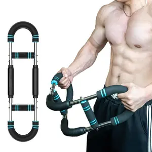 Arm Trainer , 60-120lb Adjustable Chest Workout Equipment, Men's Arm Strength Trainer, Portable Spring Resistance Power Twister Bar, for Home Workout Equipment Hand Grip Strengthener Multi-Function Adjustable U-Arm 100-130lbs detachable  U-Shaped handle