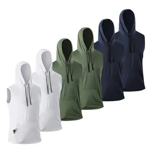 Men’s 6-Pack Quick-Dry Sleeveless Sport Hooded Tank Tops, Lightweight Breathable Crew Neck Slim Fit Hoodies for Fitness Training, Gym-Style & Slim Men’s Hoodies for Casual Wear, Gym-Style Men's Hoodies