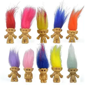 10PCS Mini Troll Dolls, Troll Toys Vintage Lucky Trolls Dolls Action Figures 1.2" Cake Toppers Chromatic Adorable Cute Little Guys Collection, School Project, Arts Crafts, Party Favors