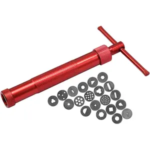 Clay Extruder Gun with 20 Tips Sugar Paste Extruder Cake Decor Tools, Stainless Steel Rotary Crowded Mud Clay Extruder Craft Gun Cake Fondant Sculpture Decorating Tool Set