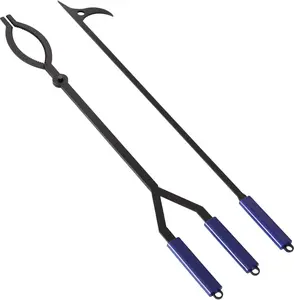 CKLT 40" Fire Log Tongs Firewood Grabber and Fire Poker Set,Large Fire Pit Tool Outdoor/Indoor Bonfire Campfire Backyard Deck Camping Log Grabber Rustproof Safely Moves Firewood