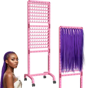 Adjustable Braiding Rack 280 Pegs, 2-Sided Braiding Hair Rack for Braiders, Standing with Wheels,  Hair Separator for Stylists