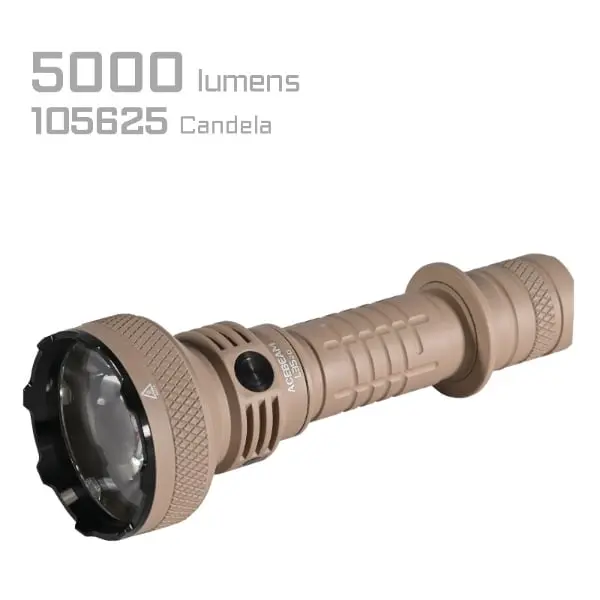 Acebeam L35 2.0 Desert Flashlight – 6500K CREE XHP70.3 HI | 5000 Lumens Tactical Duty Light - Rechargeable Waterproof LED Flashlight - High Power Portable EDC  Torch for  Search, Rescue & Outdoor Use