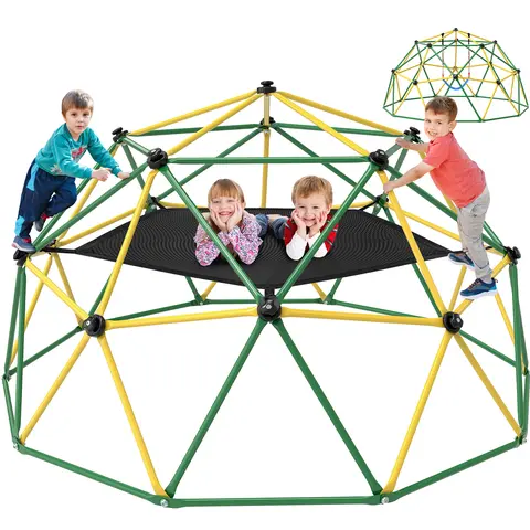 Bearbro 10ft climbing frame Swing Set with Saucer Swing and hammock(blue and green / bule and yellow not included Swing and hammock), Jungle Gym for Kids Outdoor Backyard, Supports 800lbs, Easy Asssembly, Rust-Resistant，TikTokShopBlackFriday