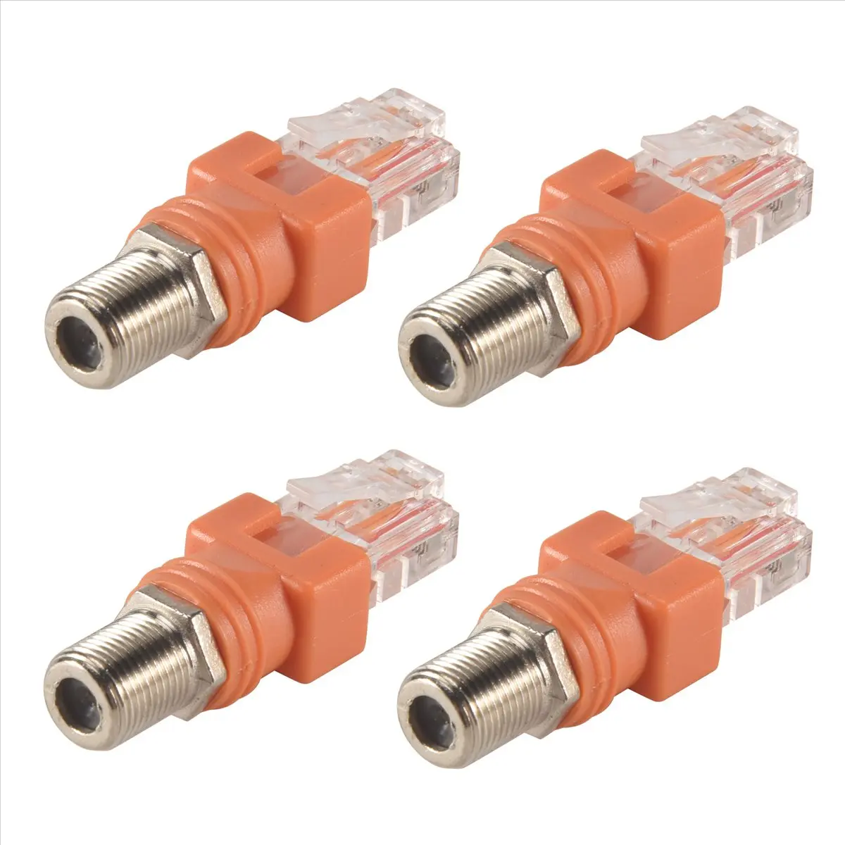 Coaxial to Ethernet Adapter, 4 Pack Coax RF F Female to RJ45 Male Converter for Line Tester US