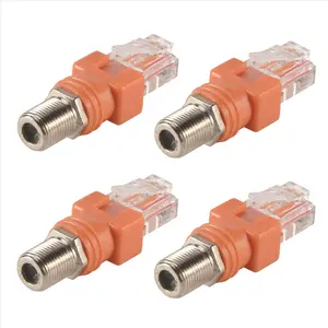 Coaxial to Ethernet Adapter, 4 Pack Coax RF F Female to RJ45 Male Converter for Line Tester US