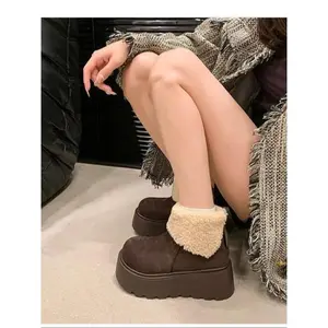 Women’s New Fluffy Snow Boots, Plush Thick-Soled Winter Boots, Warm Fur-Trimmed Mid-Calf Round Toe, Stylish Fall & Winter Footwear