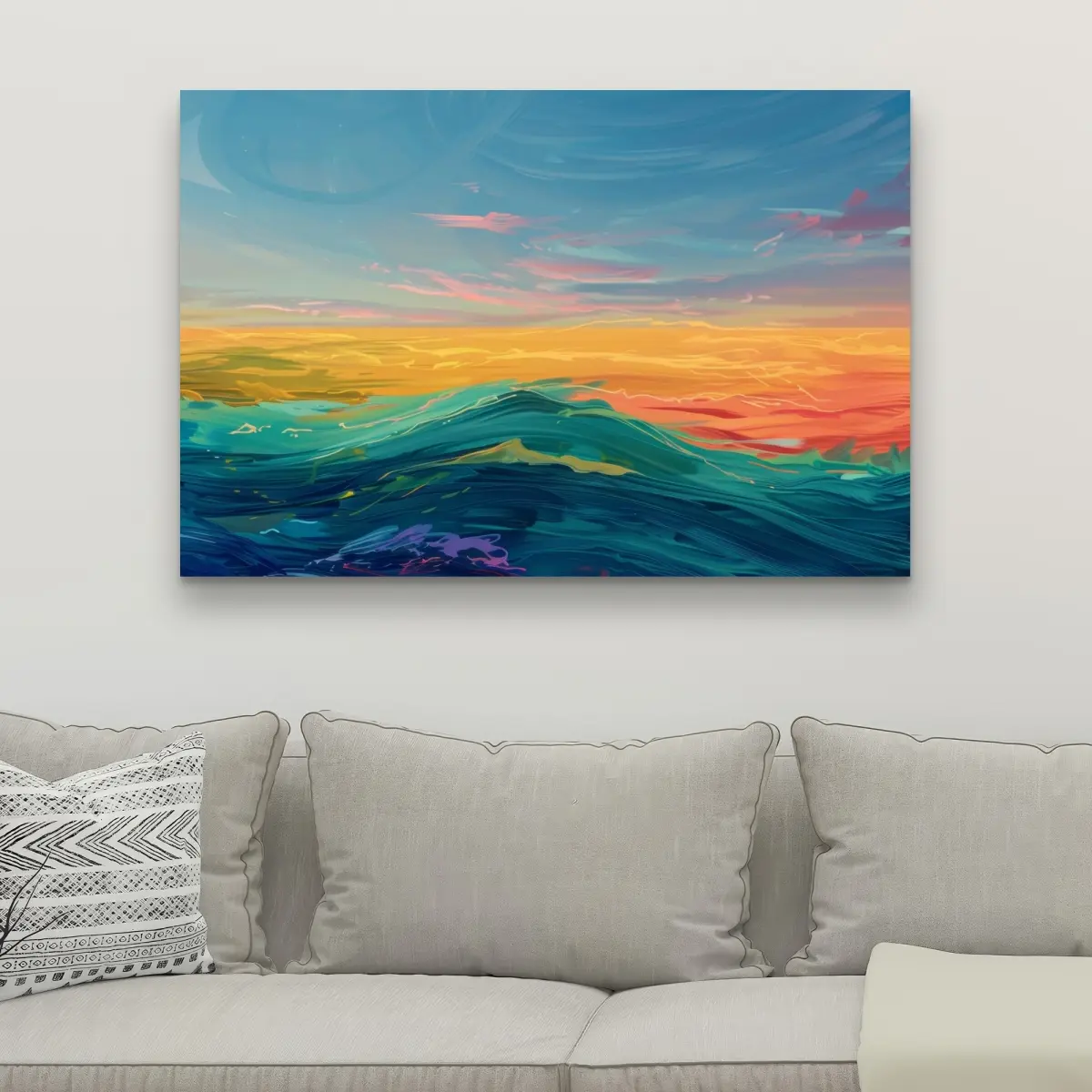 212 MAIN 24x36 in. Durable Eco-Friendly Watercolor Landscape Wall Print, Bedroom Green Aesthetic Home Decor Poster, Home Supply for Space Refreshment