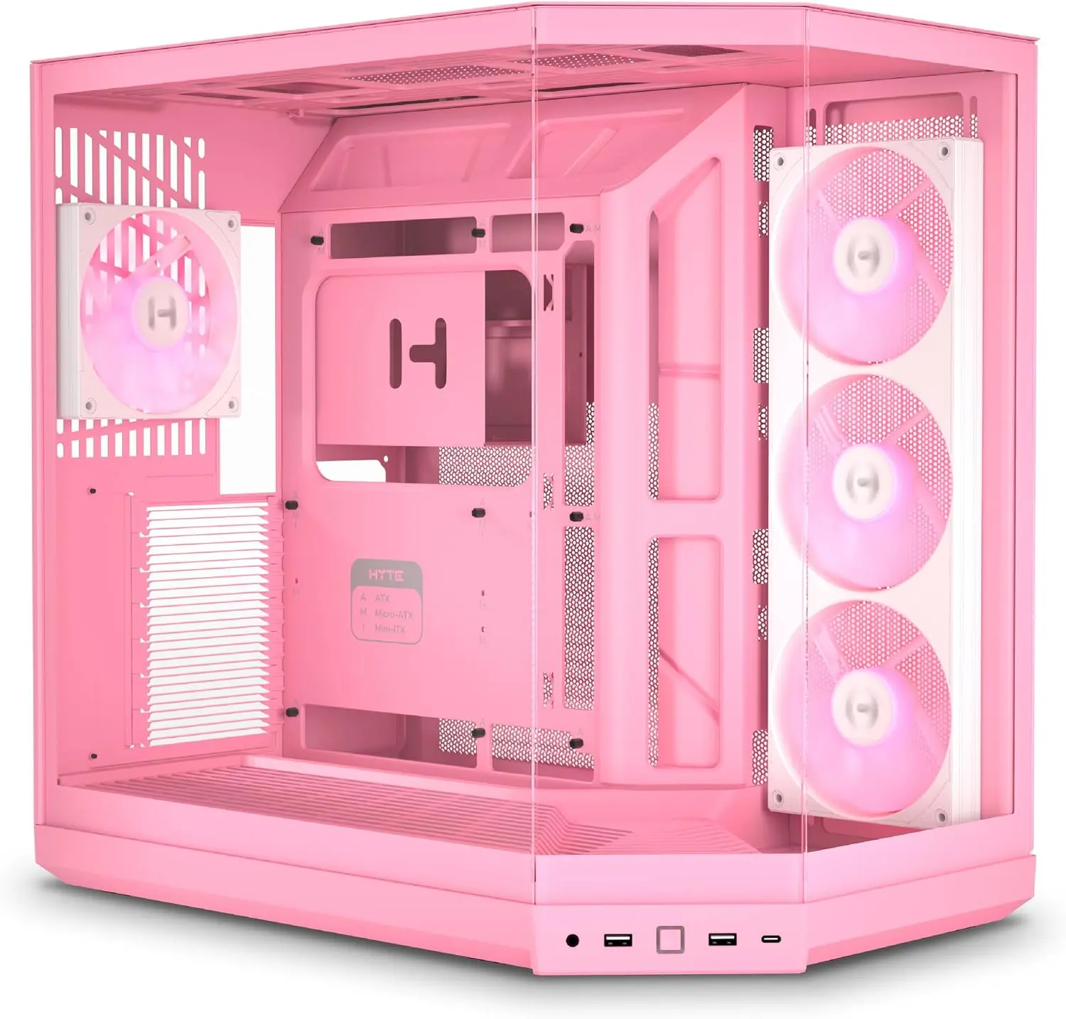 HYTE Y50 RGB Essential Aesthetic Gaming PC Case - 4 aRGB Fans (1x 120mm + 1x 360mm Reverse) - Dual Chamber ATX Desktop Chassis - Rear Connect Motherboard Compatible