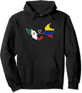 Half Colombian Half Mexican Flag Map DNA Mexico Colombia Pullover Hoodie - Kadashya Shop 50B0B8KWVH24