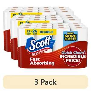 (3 pack) Scott Paper Towels, Choose-A-Sheet, 12 Double Rolls