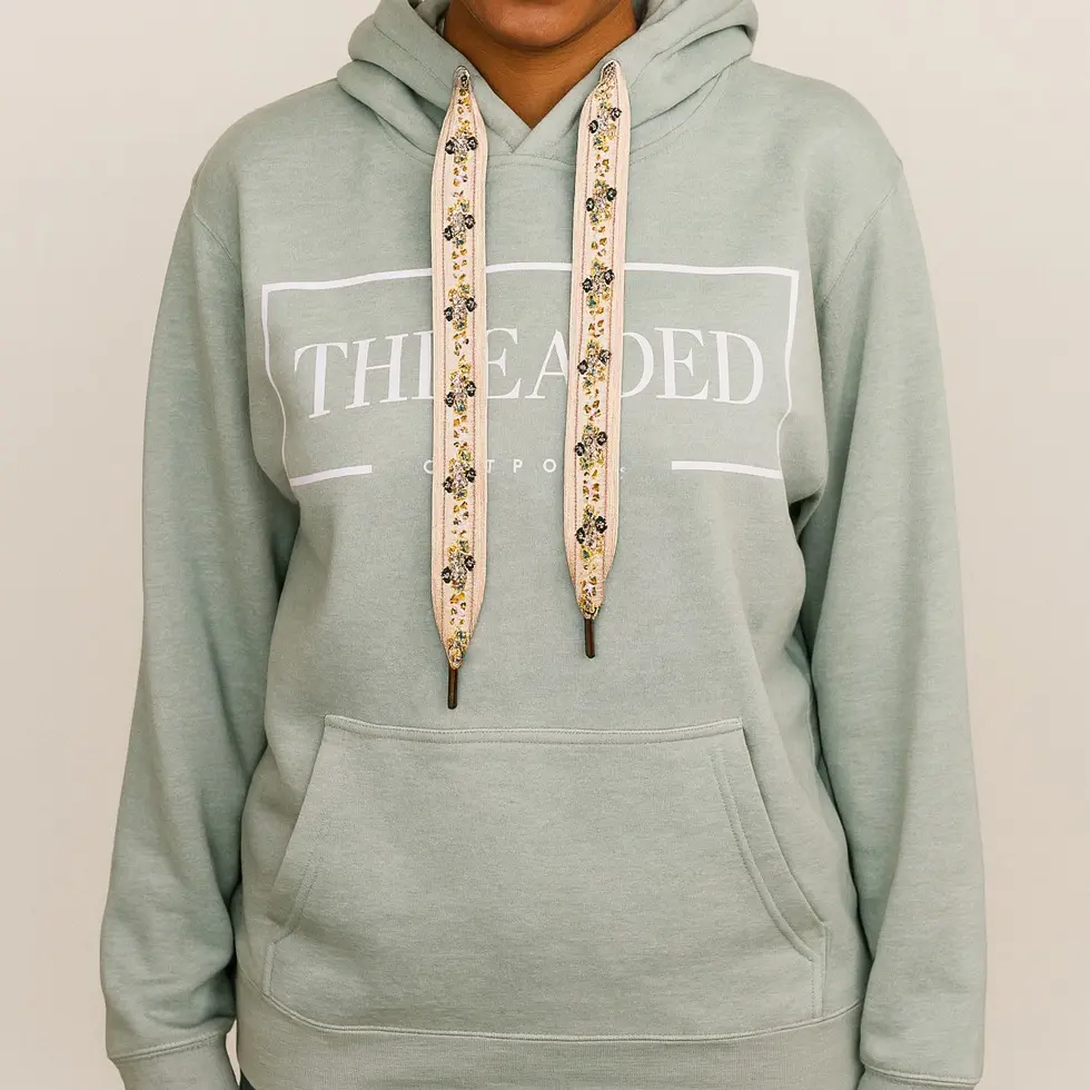 Sage OG Threaded Hoodie - Cream Floral Threads