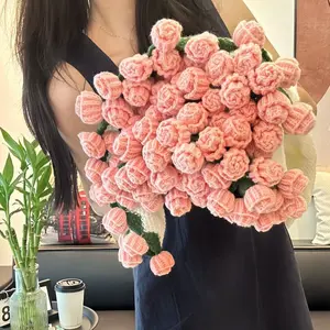 New Rose Flower Hand-Woven Multifunctional Blanket, Soft and Fine, Warm Rose Bouquet Blanket, Round Luxury Solid Color, Sofa Blanket, Floral Blanket