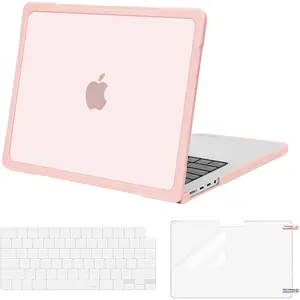 MOSISO Compatible with MacBook Pro 14 inch Case 2025-2021 M4 M3 M2 M1 A3112 A3185 A3401 A2918 A2992 A2779 A2442, Soft TPU Bumper Plastic Anti-Scratch Hard Case&Keyboard Cover&Screen Film, Pink