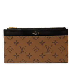 Pre-owned Louis Vuitton Canvas Small Leather Goods Monogram Reverse Slim Purse Wallet