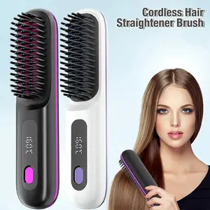 Cordless Hair Straightener Brush, 1 Piece Rechargeable Hair Straightening Brush, Anti-scald Hair Styling Tool for All Hair Types, Hair Straightener Comb