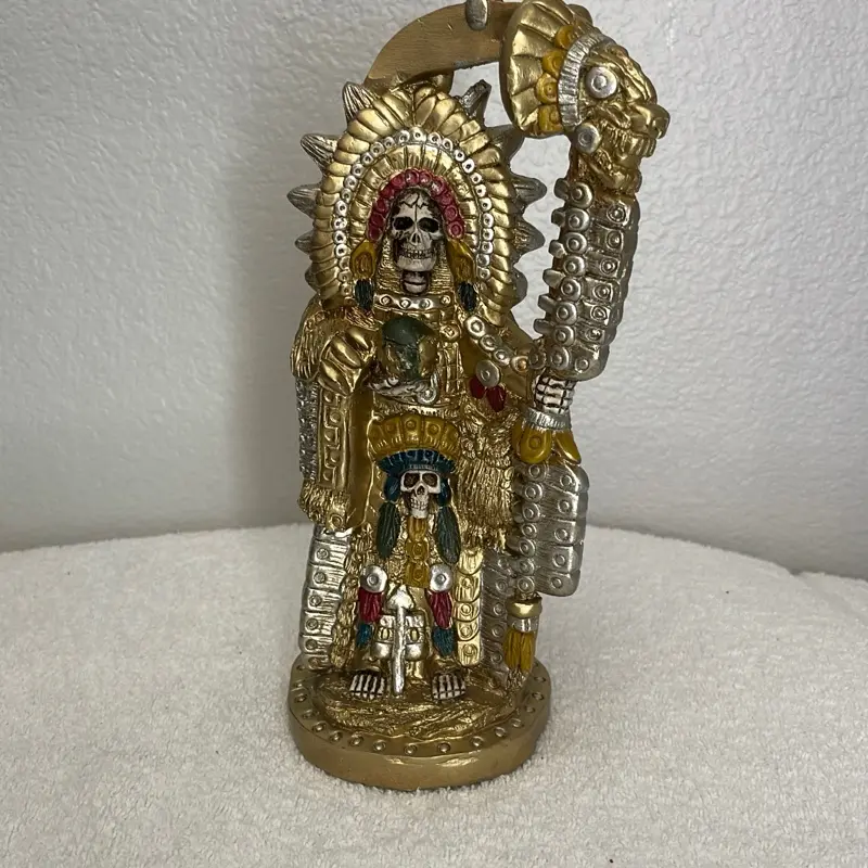 10 inch Gold-Plated Aztec God Statue with Intricate Details and Vibrant Colors for Home Decor 10 inch Gold-Plated Aztec God Statue with Intricate Details and Vibrant Colors for Home Decor