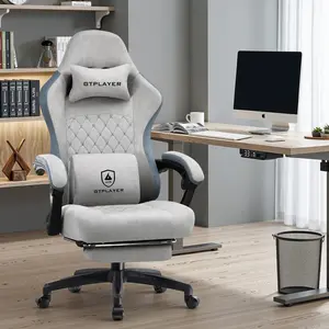 GTPLAYER High Back Ergonomic Computer Gaming Chair - Technical Fabric Office Chair with Pocket Spring Cushion, Linkage Arms, Adjustable Linkage Armrests, Footrest, Modern Comfortable Design