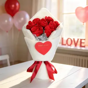 Crystal Plush Bouquet - Everlasting Flower Gift for Her (Birthday, Anniversary, Graduation, Valentine's Day) Decorative，