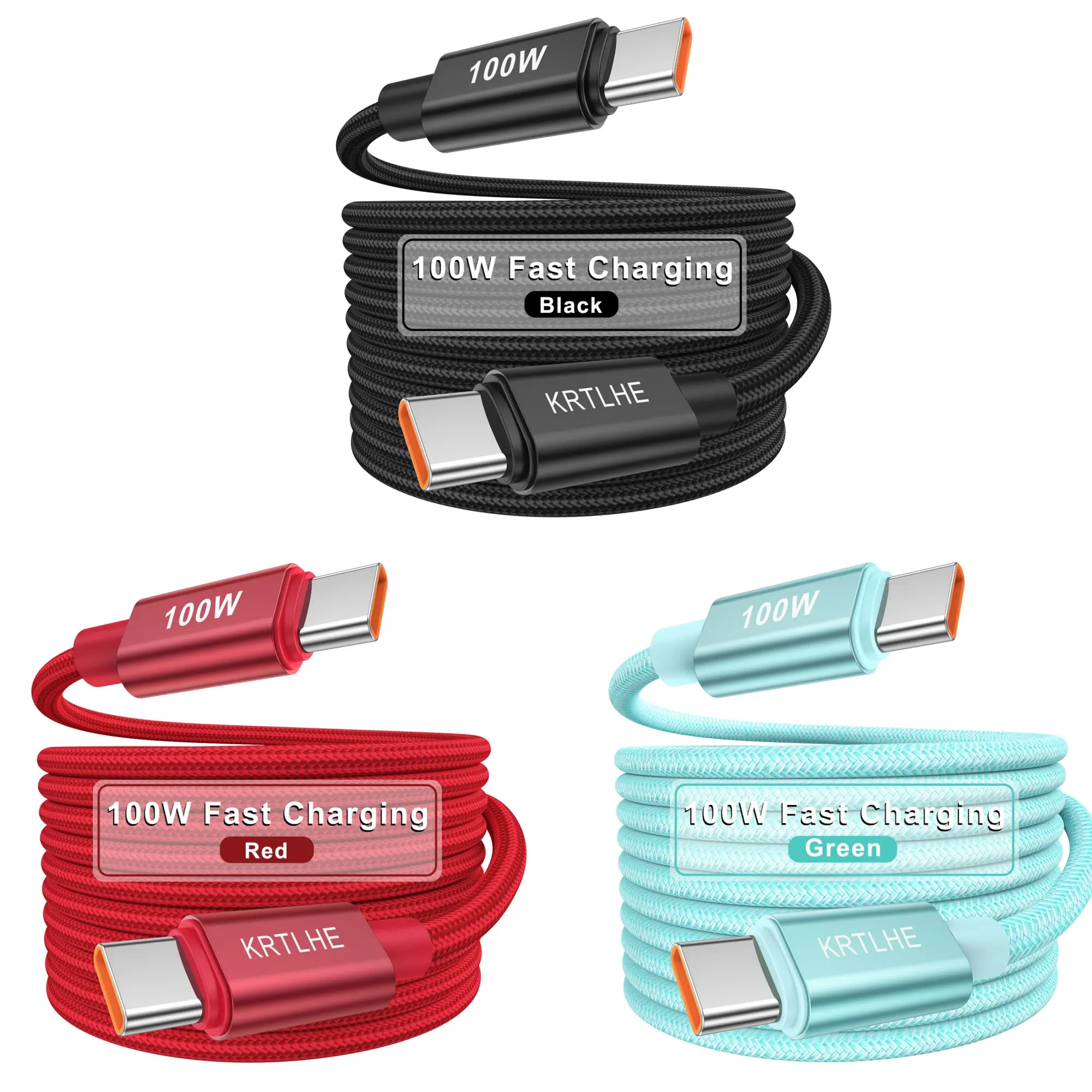 3PCS 100W USB C to Type C Charging Cables for Fast Charging, Compatible with Macbook Pro, Air, And for Iphone 15 Pro Max, As Well As Samsung Mobile Devices, Typec