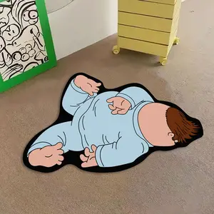 Cartoon Character Rug, Family Guy Peter Funny Cute Plush Soft Fun Decorative Falling Pose Pattern Home Decoration, Non-Slip Washable Rug