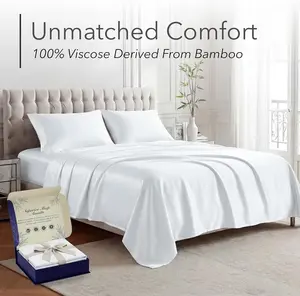DECOLURE 4-Piece Bamboo Bed Sheet Set - 100% Cooling Viscose Bedding, Ultra Soft, 17in Deep Pockets, Double Stitching, OEKO-Tex Certified, Hypoallergenic for Hot Sleepers