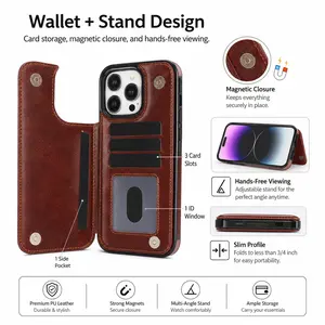 Smartphone Wallet Flip Phone Case For iPhone 17Air 17 16 15 Pro Max 14 11 13 12 Mini XR 7 8 Plus SE 2020 2022 Card Slots Holder PU Leather Cover Cellphone Shockproof Casing Protector