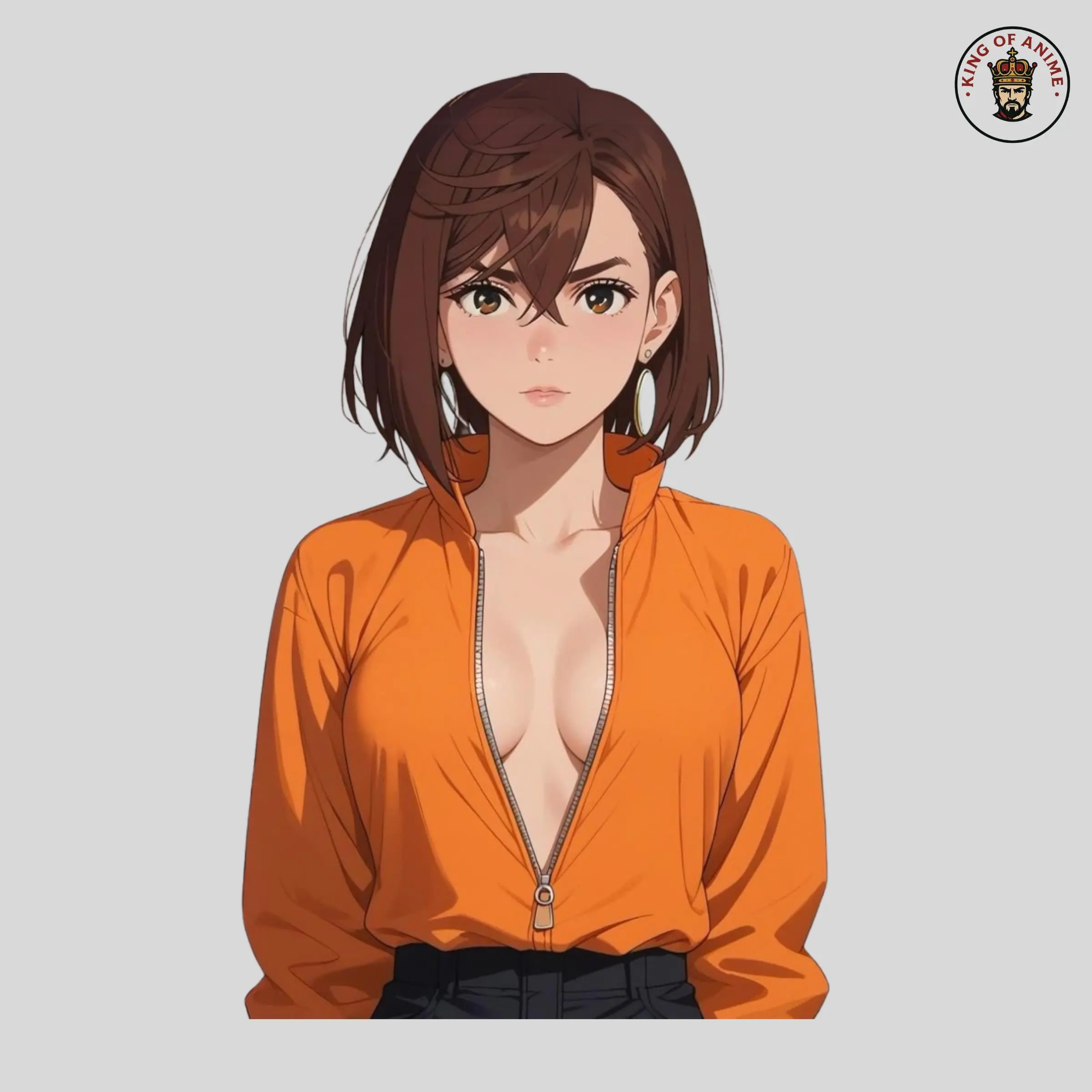 Momo Ayase from Dandadan Elegant Waifu Sticker, Momo Ayase in Vibrant Orange Jacket, Vinyl Sticker for Laptop and Notebook Decor