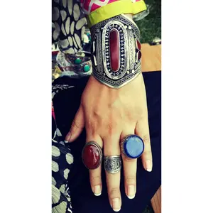 Aqeeq Bracelet- Afghan Aqeeq Bracelet- Ethnic bohemian bracelet- Pakistani jewelry- Afghan jewelry- Silver Aqeeq jewelry- Statement bracelet