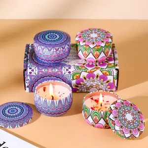 Scented Candles Gift Set, Aromatherapy Candle for Home Wellness, Aromatic Floral Portable Hotel Small Candles, Natural Soy Wax Tin Jar, 2.5 Oz, Long Lasting, 2 Pack