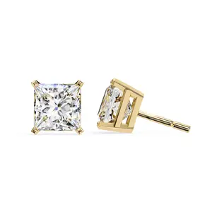 3 Carat Princess Cut Lab Grown Diamond Earrings
