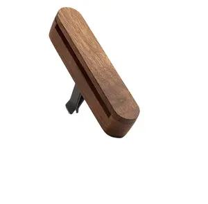 Handcrafted Wooden Car Vent Air Freshener – Refillable Essential Oil Diffuser Clip (Dark Walnut)