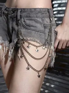 1pc Hip-Hop Style Jeans Waist Chain, Fashionable Trend Accessory, Versatile Star Pendant Necklace, Perfect for Men & Women