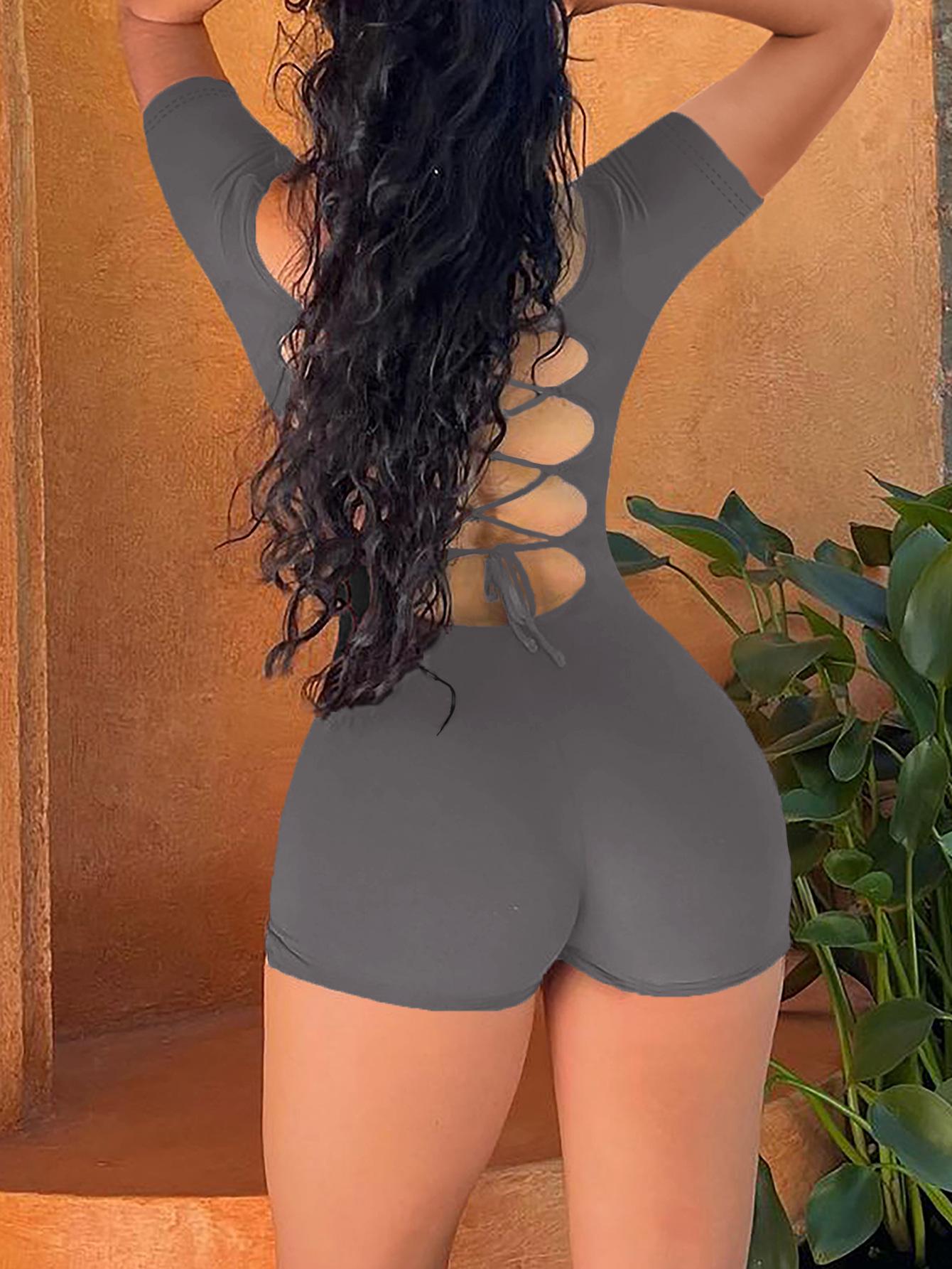 Sports High Elastic Yoga Shorts Jumpsuit Women's Summer