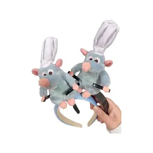 Mouse Chef Remy Ratatouille Headband Rat Plush Toy Headband Ratatouille Hair Clip Cosplay Props Rat Headwear