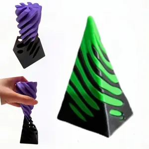 Impossible Pyramid Passthrough Sculpture, 3D Printed Spiral Cone Figurines, Mesmerizing 3D Desktop Optical Illusion Sculpture