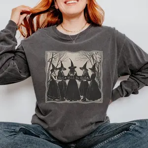Y2K Girls Will Be Witch Long Sleeve T Shirt Feminist Funny Halloween Witchy Trendy Shirts 100% Cotton 45810 1840