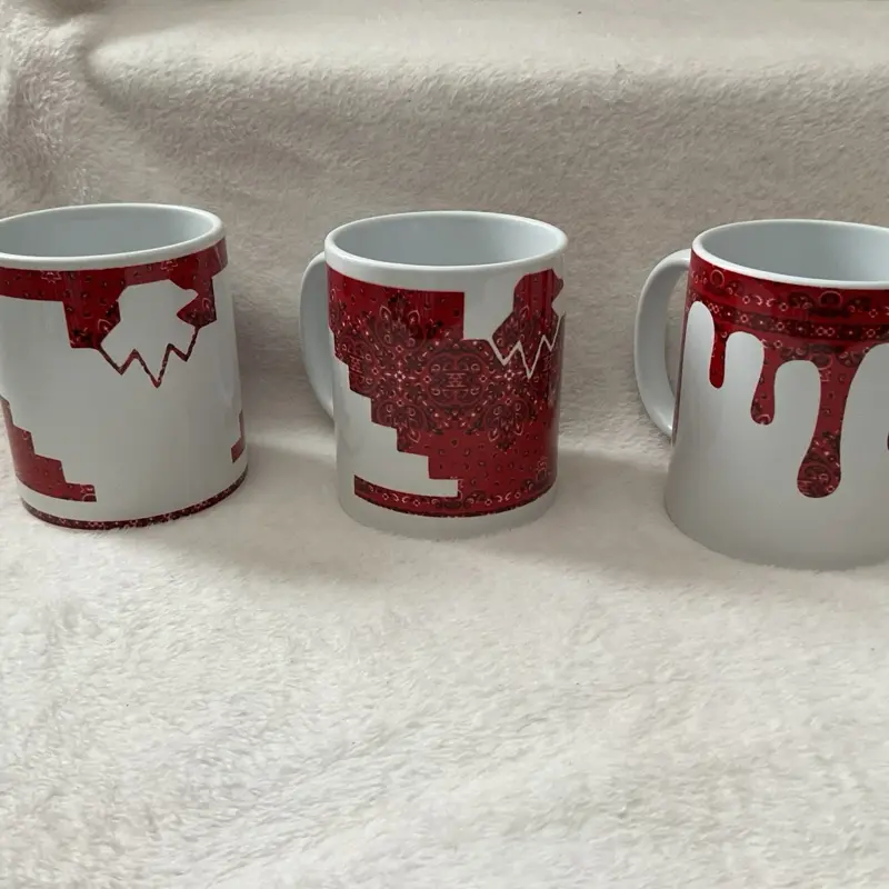 Huelga Bird, Bandanna Drip 3 Pc Mug Set 12oz Cup Drinkware Beverage Reusable Coffee Washable Reuse