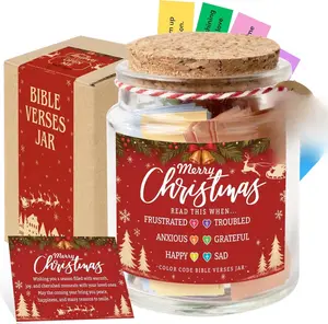 Christmas Bible Verse Jar – 92 Color Code Bible Verse, 6 Colors for 6 Emotions, Best Christmas Gifts 2025 For Women, Teen Girls, Grandkids, Unique White Elephant Gifts, Best Holiday Presents