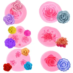 6pcs Rose Silicone Baking Molds Non-Stick Phthalate-Free Cake & Chocolate Molds with Detailed Rose Petal & for DIY Candy, Gummies, Wedding Cakes, Soap, Wax Suitable for & Professional ﻿