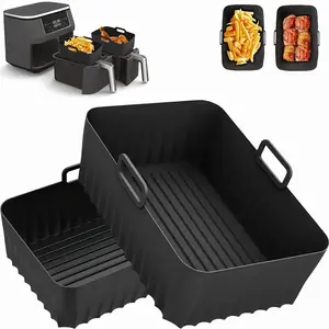 Silicone Air Fryer Liner for Ninja Foodi AF400UK AF451UK AF300UK 7. 1.59gal-9. 1.32gal, 2pcs Of Reusable Air Fryer Accessories Silicone Pot, Suitable for Double Layer SL400UK Tower T17088 Dual Zone Air Fryer