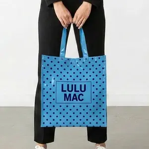 LULUMAC REUSABLE TOTE-LT BLUE DARK BLUE DOTS