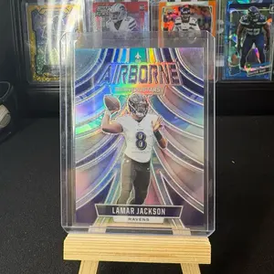 2024 Panini Rookies & Stars Airborne Silver Collectible Sports Card, Lamar Jackson #A-LJN Raw Sports Single Card, Collectible Sports Cards