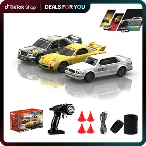 Hotfree 1/43 Mini RC Drift Car, 4WD High-Speed Classic Legends Remote Control, Adjustable Underglow Lights, 2.4GHz Proportional Control, USB Rechargeable, Desktop Entertainment Toy, Valentine Birthday Christmas Gift for Kids Boyfriend, Stress Relief Toy