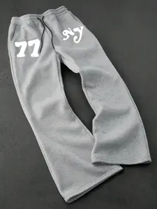 Men's Street Style Fleece Lined Joggers, New York Letter Print Winter Sweatpants, Suitable for Parties & Back-To-School
