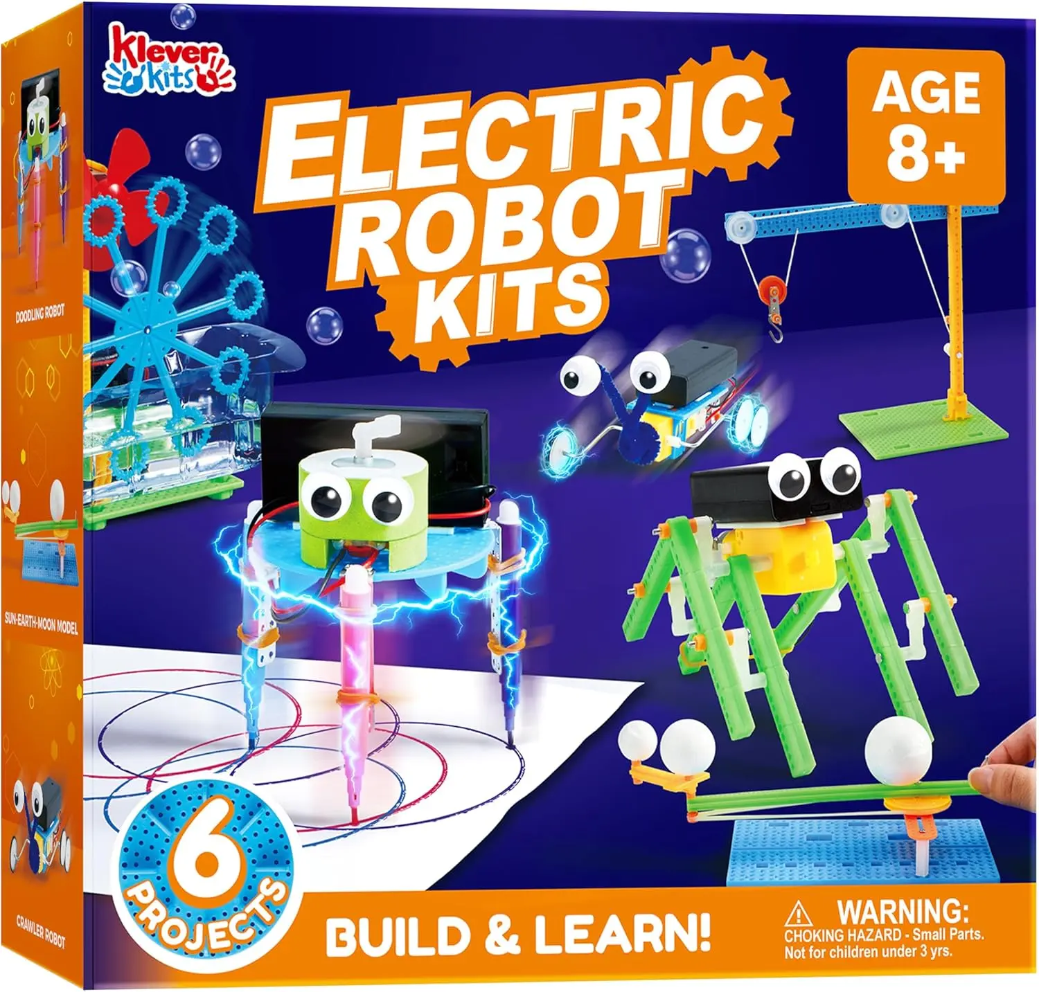 Klever Kits 6 in 1 Electric Robot Kits Make Your Own Stem Toys for Ages 8-13 Educational Science Kits for Boys Girls Birthday Gifts Motor Robotics Kit